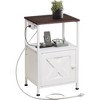 GALAXHERO Farmhouse End Table with Charging Station, Bedside Table with Open Shelf and Cabinet, Small Nightstand for Bedroom or Living Room - 2 of 4