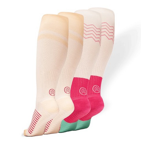Gripjoy Men s Extended Size Compression Socks With Grips pack Of 2 Orange Pink And Green Target