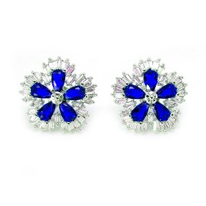 Camran Blue or Red Stud Earrings Cubic Zirconia Ginger Lyne Collection - 1 of 4