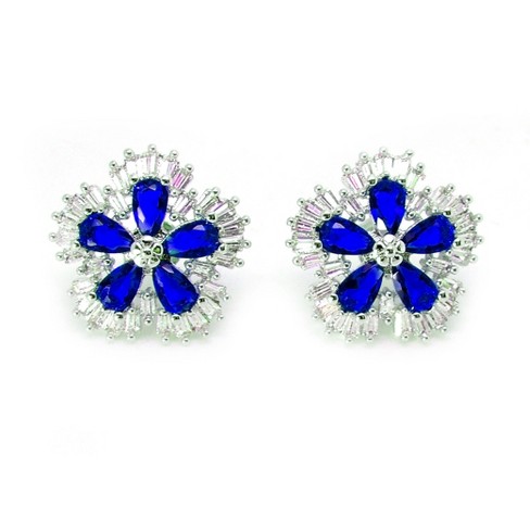 Camran Blue or Red Stud Earrings Cubic Zirconia Ginger Lyne Collection - image 1 of 4