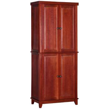 HOMCOM 72.5" Pinewood Large Kitchen Pantry Storage Cabinet, Freestanding Cabinets with Doors and Shelf Adjustment, Dining Room Furniture
