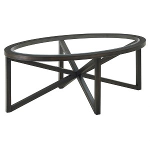 Dexmalle 46'' Modern Coffee Table Tempered Glass Tabletop Wood Frame - 1 of 4