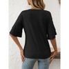 Pagoda Flutter Sleever Tops Womens Elegant V Neck Flowy Blouse Textured Short Sleeve Tops Elbow Sleeve Blouse Summer Casual Tops - 2 of 4