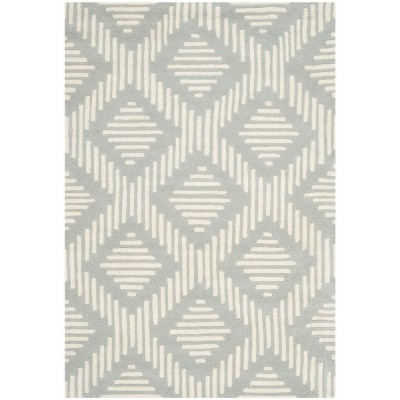 Ivory and Grey Hand-Tufted Wool Rectangular Area Rug