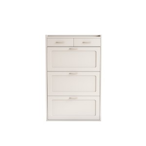 TIRAMISUBEST White Solid Wood Shoe Cabinet with 3 Flip Layers & Drawers, Entryway Storage for Daily Essentials - 1 of 4
