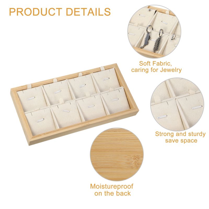 Unique Bargains Bamboo Wood Pendant Tray Stackable Storage Jewelry Tray Showcase Organizer 1 Pcs, 3 of 7