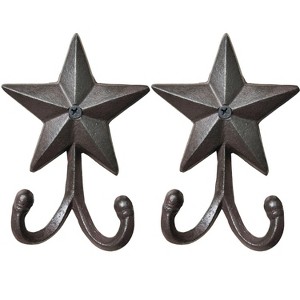 LunaLulinlk Pack 2 Vintage Architectural Star Hooks Decorative Western Home Wall Mount Coat Rack Hanger Rustic Decor Coat Hook - 1 of 4