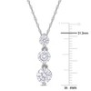 EVERLY JEWELRY | Sterling Silver 1 2/5ct DEW Created Moissanite Graduated 3-Stone Pendant with Chain, 18 inc - 2 of 4