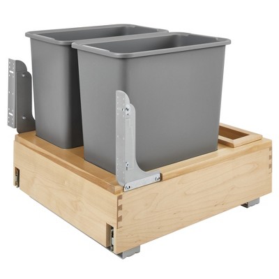 Rev-A-Shelf Double Maple Bottom Mount Kitchen Pullout Trash Can Waste Container with Soft Open & Close Slide System