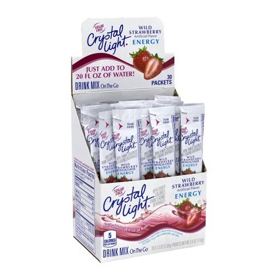 Crystal Light On-The-Go Sugar-Free Wild Strawberry Energy Drink Mix - 30pk