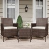 Garvee 3 Pieces Outdoor Patio Furniture Set, Rattan Table & Chairs with Soft Cushions - Bistro Set for Garden, Porch - 3 of 4