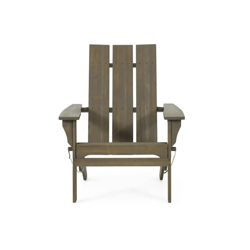 Photos - Garden Furniture Zuma Outdoor Acacia Wood Foldable Adirondack Chair Gray - Christopher Knig