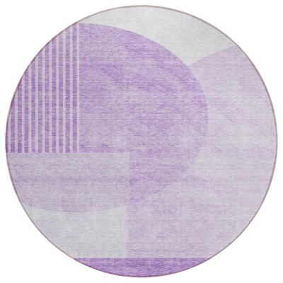 Purple And Lavender Geometric Washable Indoor Outdoor Area Rug