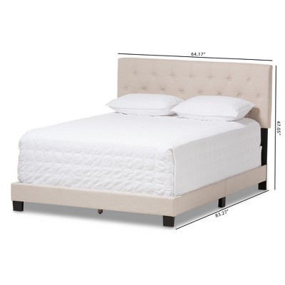 Cassandra Light Beige Queen Upholstered Bed with Tufted Headboard