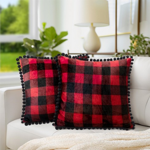 Pavilia Set Of 2 Pom Pom Throw Pillow Covers, Decorative Pompom Fringe Square  Cushion Cases For Couch Sofa Bed : Target