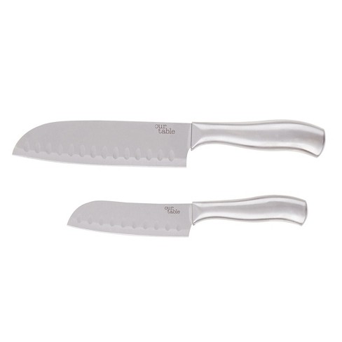 New England Cutlery 5 & 7 Santoku 2 Piece Knife Set with Blade Covers EUC