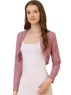 INSPIRE CHIC Women's Elegant Sheer Floral Lace Crop Bolero Shrug