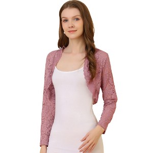 INSPIRE CHIC Women's Elegant Sheer Floral Lace Crop Bolero Shrug - 1 of 4