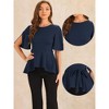 Allegra K Women's Split Half Sleeve Crew Neck Belted Casual Peplum Blouses - image 2 of 4