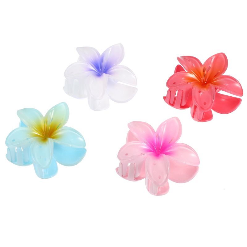 Unique Bargains Girls Claw Hair Clips Flower Shape Hair Accessories Purple Pink Red Blue 4 Pcs, 4 of 7