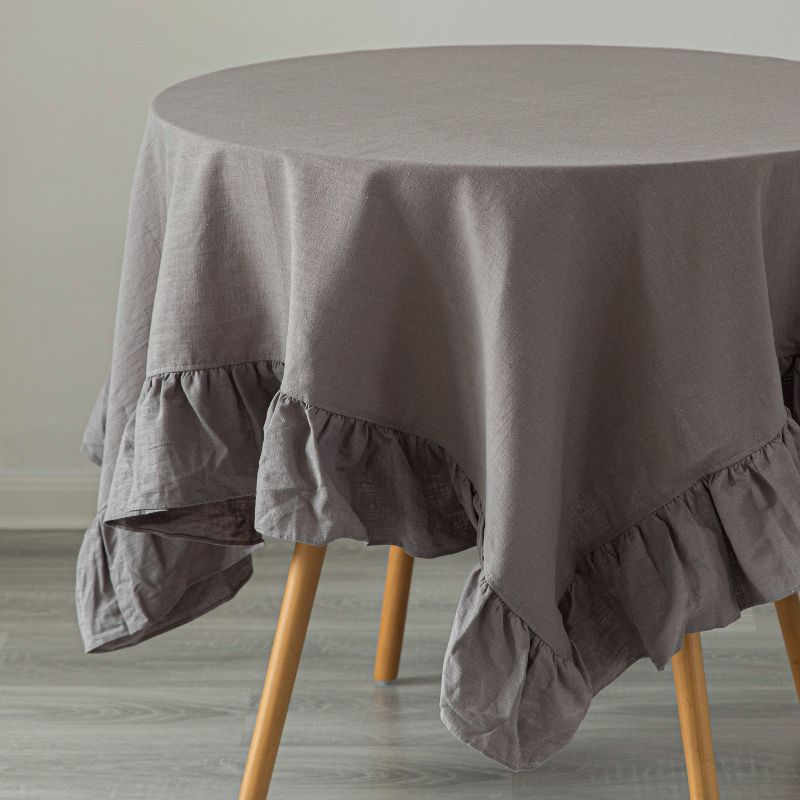 Deerlux 100% Pure Linen Washable Tablecloth with Ruffle Trim, 3 of 7