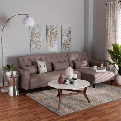 Baxton Studio Chesterfield Fabric Upholstered Convertible Sleeper Sofa