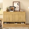 59'' Farmhouse Sideboard Buffet with Adjustable Shelves, 3 Drawers & 4 Doors, Large Storage Cabinet for Dining Room-3irtyhousy - 2 of 4