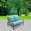 Courtyard Casual Avalon FSC Teak Loveseat Teak in Heather Gray finish Sling deck under cushion for comfort Sunbrella Fabric - 2 of 4