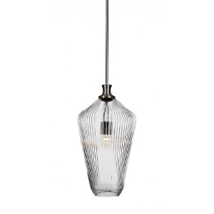 Toltec Lighting Carina 1 - Light Pendant in  Brushed Nickel with 11" Clear Ribbed Shade - 1 of 1