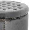 Lyngins Velvet Round Ottoman, Studded Rim Ottoman Bench, Foot Stool & Extra Seating (Sturdy Wooden Frame for Living Room, Bedroom) - 4 of 4
