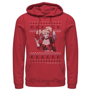 Men's Batman Ugly Christmas Harley Quinn Pull Over Hoodie - 1 of 3