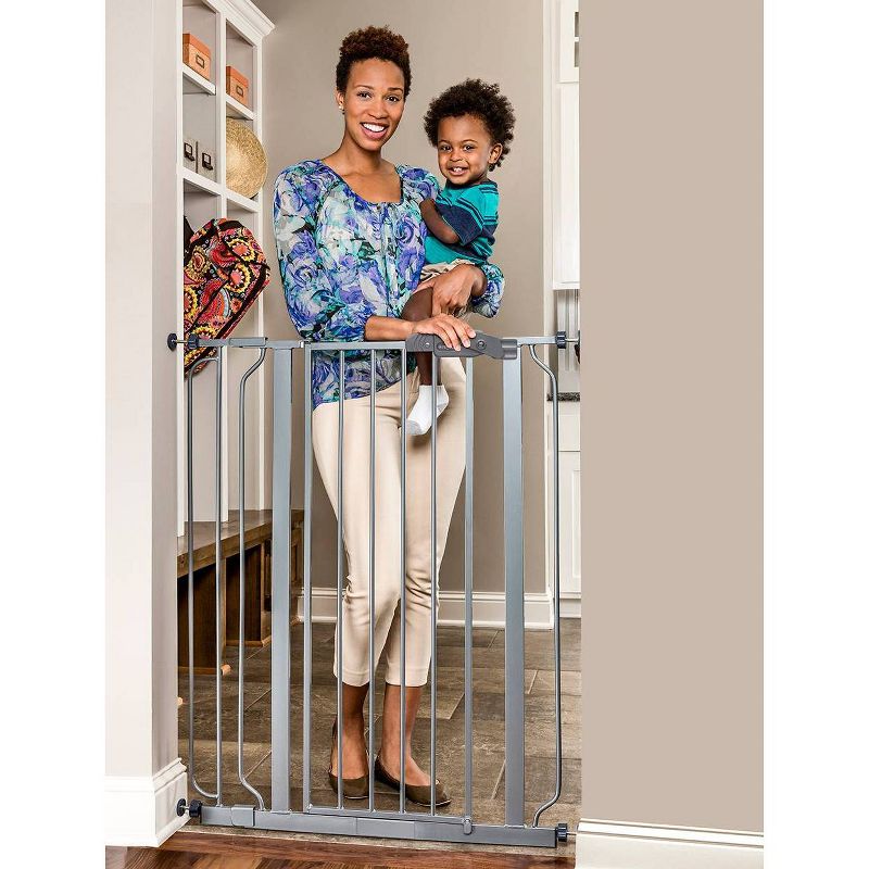 Regalo Extra Tall Easy Step Metal Walk Through Baby Gate - Platinum, 1 of 5