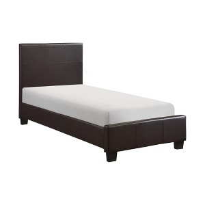 Twin Size Platform Bed with Upholstered Headboard for Bedroom - 1 of 4