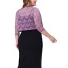 Agnes Orinda Women's Plus Size Sheer Cardigan 3/4 Sleeves Floral Lace Crop Shrug - 4 of 4