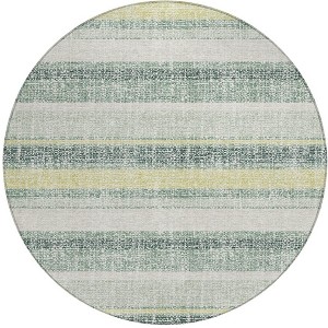 HomeRoots 8' Pale Aqua And Lime Green Round Striped Washable Indoor Outdoor Area Rug - 1 of 4