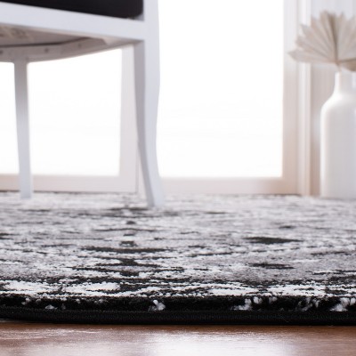 Vintage Black and Gray Hand-knotted Round Area Rug