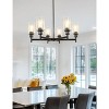 YANSUN 6-Light Black Chandelier with Adjustable Height featuring Industrial Clear Glass Pendants perfect for Dining Room - 3 of 4