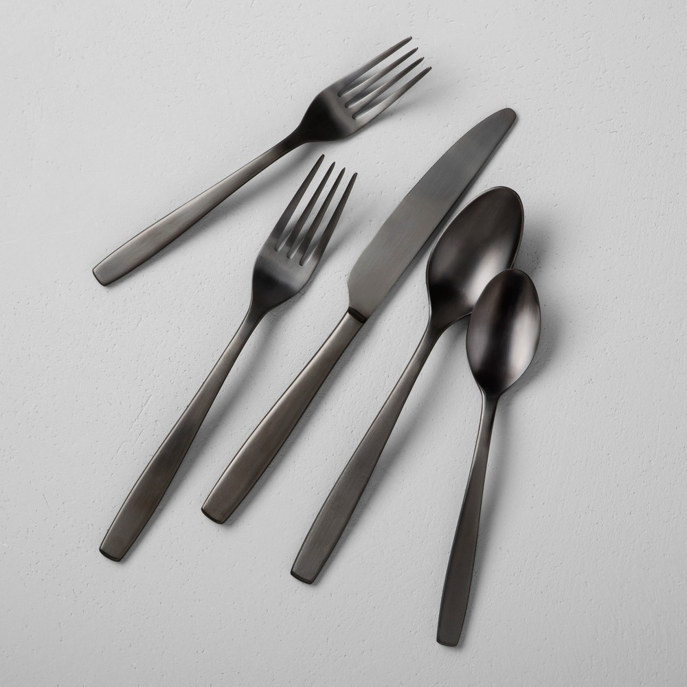 Photos - Other Appliances 5pc Matte Finish Flatware Set Black - Hearth & Hand™ with Magnolia