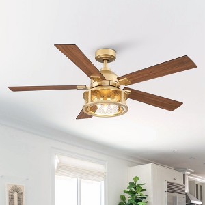 Parrot Uncle 52" Industrial Indoors Mesh Metal Reversible Blades Ceiling Fan - 1 of 4