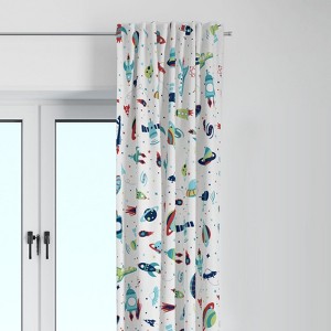 Bacati - Airspace, Aqua/Red/Orange/Green/Navy Curtain Panel - 1 of 4