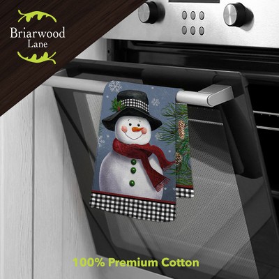 Smiling Snowman Cotton Hand Towel 26x18 Winter Decor