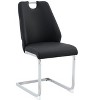 Gulches Black Faux Leather Dining Chairs Set of 2, High Back Upholstered Chairs with Gold Mesh Texture, Silver Back Ring & Chrome Pull Handle - 2 of 4