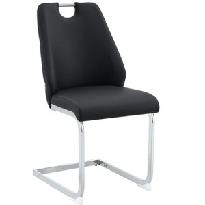 Lyngins Modern Dining Chairs with Curved Backrest,Upholstered Kitchen Chairs Set of 4 with Metal Hollow Handle,PU Chairs for Kitchen,Dining Room - 1 of 4