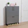 32"Shoe Storage Cabinet for Entryway, Free Standing Shoe Organizer with 2 Flip Drawers,White - 3 of 4