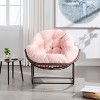 FIONECA Outdoor Rattan Rocking Chair with Pink Cushion, Recliner for Porch, Patio & Garden - 3 of 4