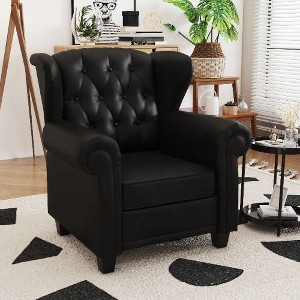CAVINAS Modern Tufted Push Back Armchair, Technical Leather Recliner Chair, Wingback Chair, Adjustable Single Sofa Chair for Bedroom, Living Room - 1 of 4