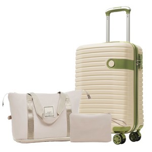 20-Inch Carry On Luggage Set, 3-Piece ABS Hardshell Suitcase with
