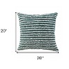HomeRoots 20" X 20" Green And Cream 100% Cotton Striped Zippered Pillow - 3 of 4