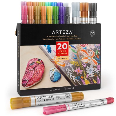  ARTEZA Metallic Acrylic Paint Set of 36 Colors with Acrylic  Paint Markers Set of 40 Assorted Color Pens, Drawing Art Supplies for  Artist, Hobby Painters & Beginners : Arts, Crafts & Sewing
