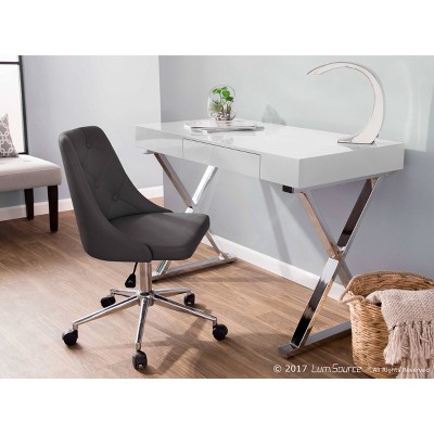 White Wood Contemporary Home Office Desk with Drawer